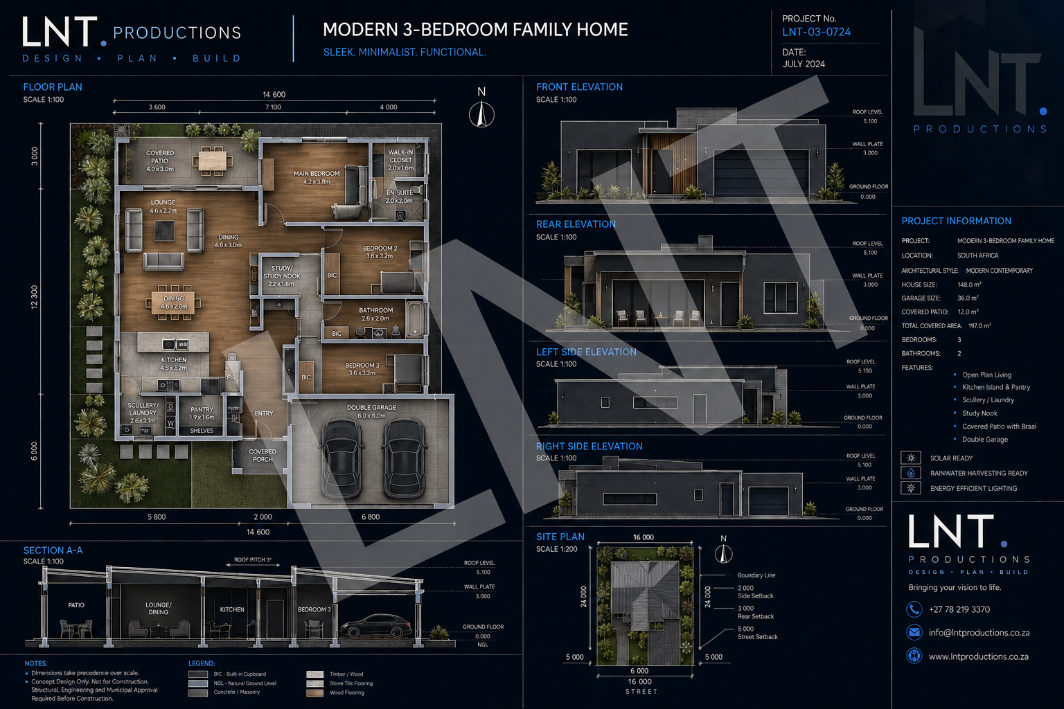 Modern 3-Bedroom Family Home presentation board