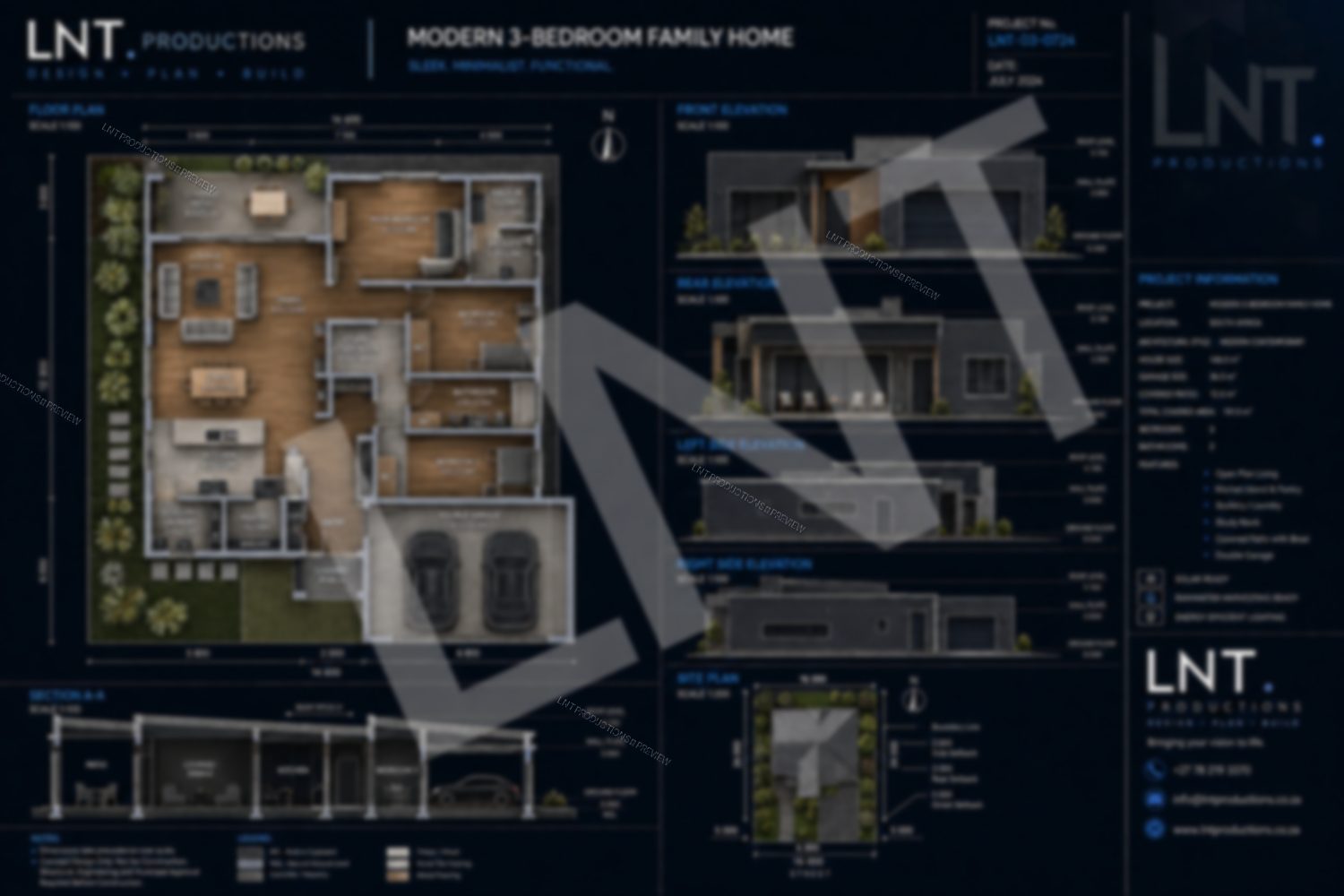 Modern 3-Bedroom Family Home preview board